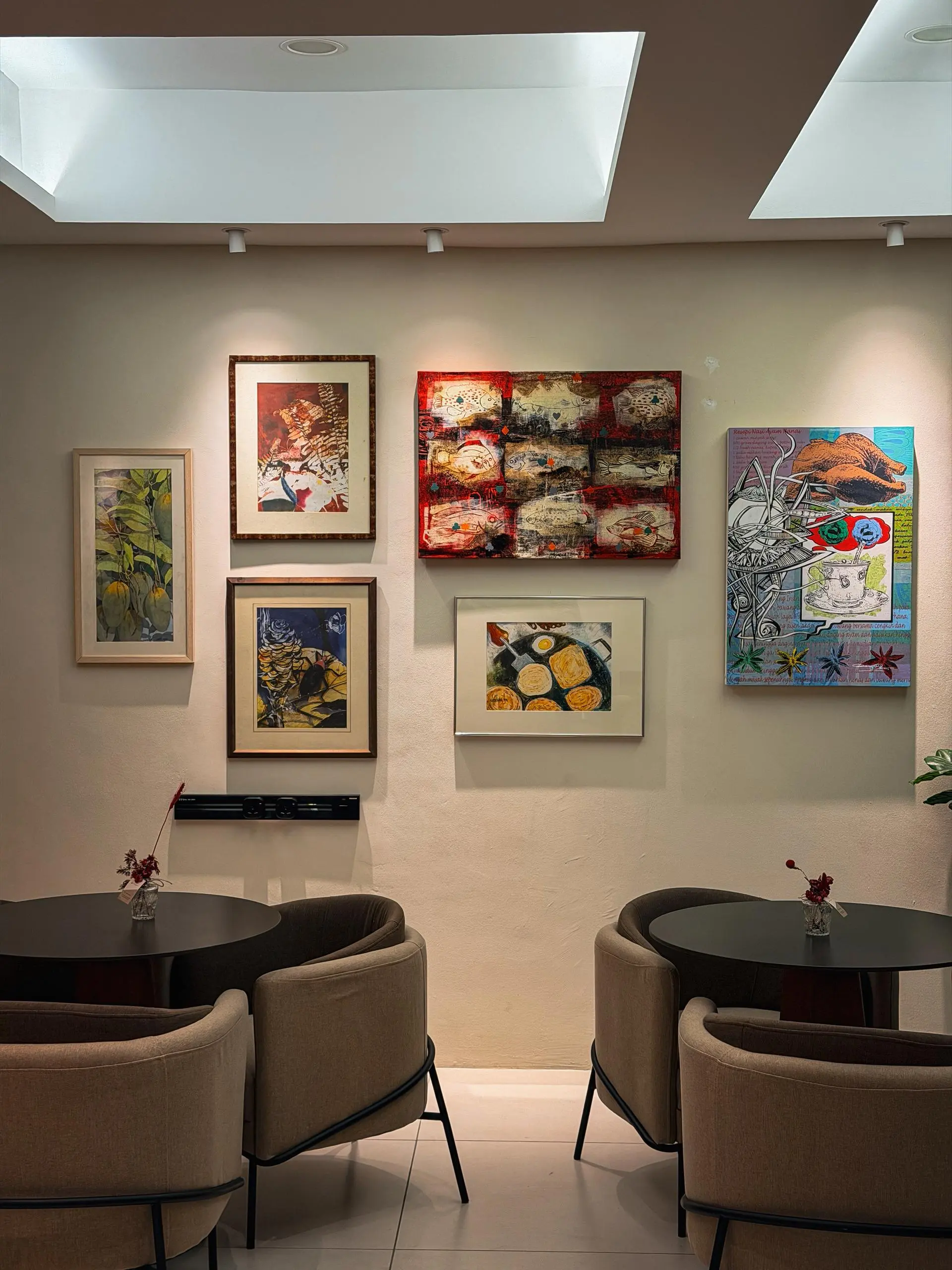 Gallery wall featuring rotating local artwork